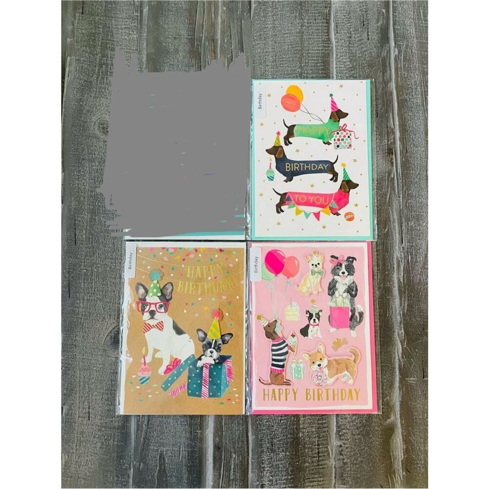 Happy Birthday Party Dogs Greeting Cards Lot of 3